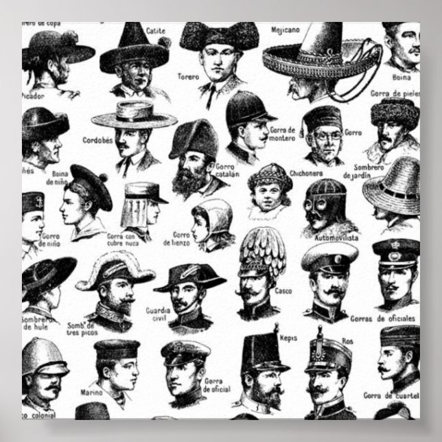 Vintage Hats Poster (Front)