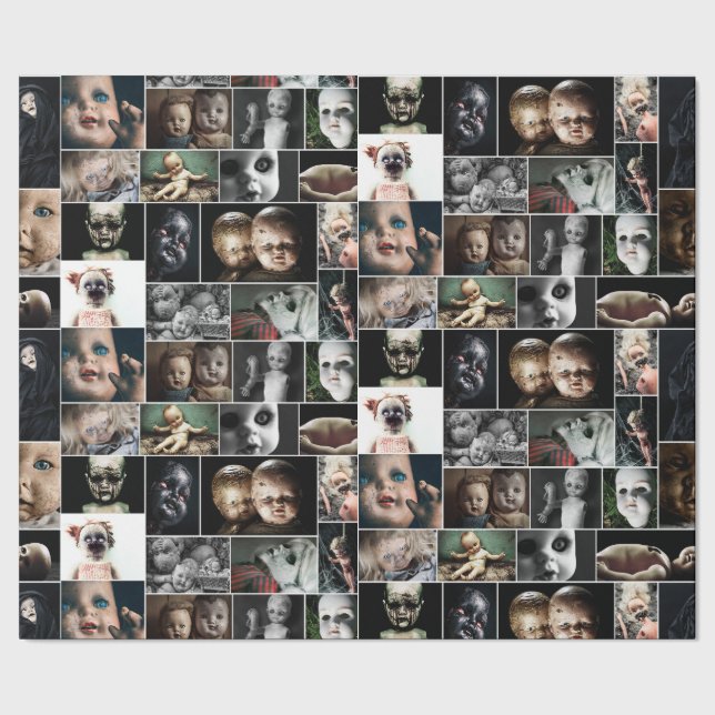 Vintage Haunted Dolls Wrapping Paper (Seam)