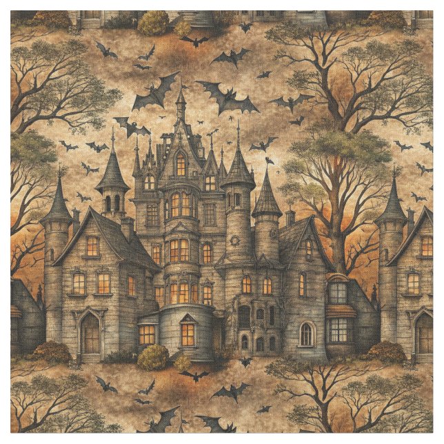 Vintage Haunted House (2) Fabric (Close Up)