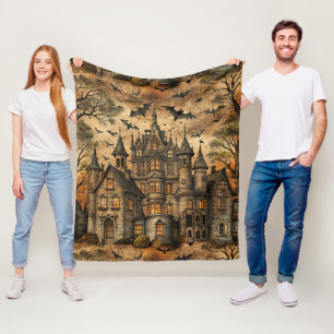 Vintage Haunted House (2) Fleece Blanket