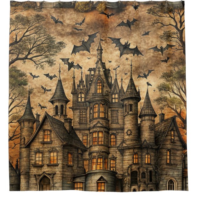 Vintage Haunted House (2) Shower Curtain (Front)