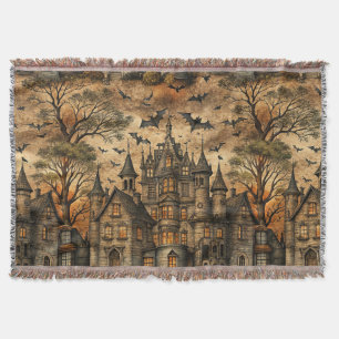 Vintage Haunted House (2) Throw Blanket