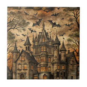 Vintage Haunted House (2) Tile