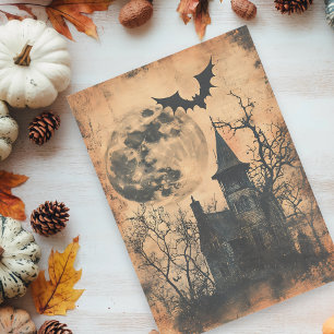 Vintage Haunted House Decoupage Tissue Paper
