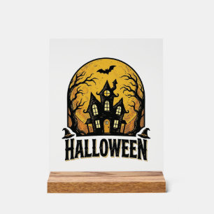 Vintage Haunted House Halloween Shirt Design_1 Acrylic Sign