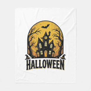 Vintage Haunted House Halloween Shirt Design_1 Fleece Blanket