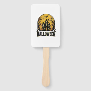 Vintage Haunted House Halloween Shirt Design_1 Hand Fan