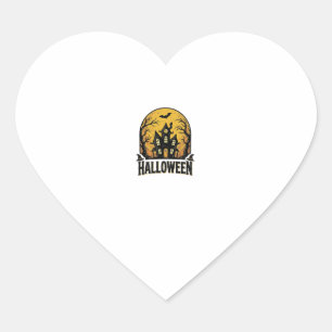 Vintage Haunted House Halloween Shirt Design_1 Heart Sticker