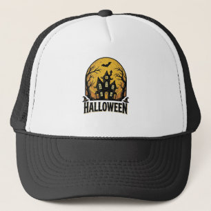 Vintage Haunted House Halloween Shirt Design_1 Trucker Hat