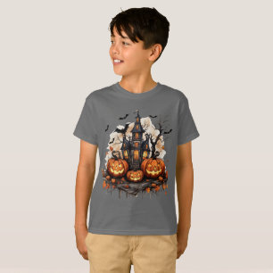 Vintage Haunted House Jack O Lantern Halloween T-Shirt