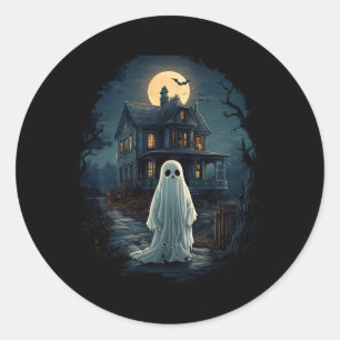 Vintage Haunted House Midnight Spooky Ghost Scary Classic Round Sticker