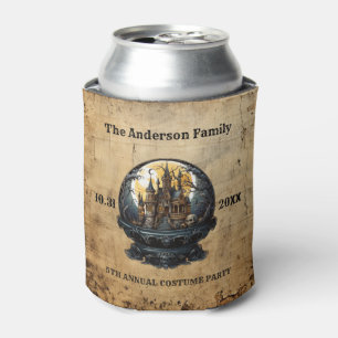 Vintage Haunted House Old Paper Halloween Party Can Cooler