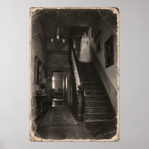 Vintage Haunted House Paranormal Apparition Poster