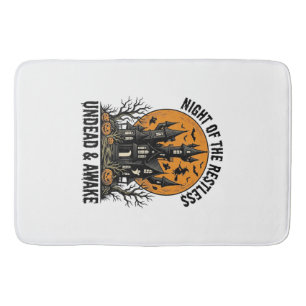 Vintage Haunted House Restless Dead Halloween Art_ Bath Mat