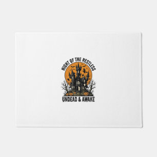 Vintage Haunted House Restless Dead Halloween Art_ Doormat