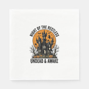 Vintage Haunted House Restless Dead Halloween Art_ Napkin