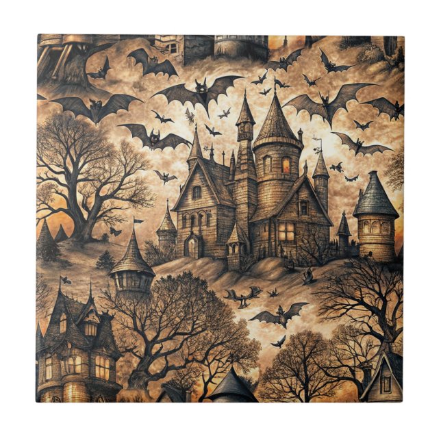 Vintage Haunted House Tile (Front)