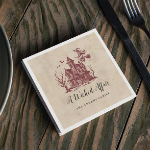 Vintage Haunted House Witch Halloween Party  Napkin