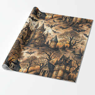 Vintage Haunted House Wrapping Paper