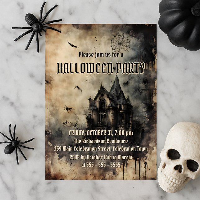 Vintage Haunted Mansion Halloween Party Invitation (Creator Uploaded)