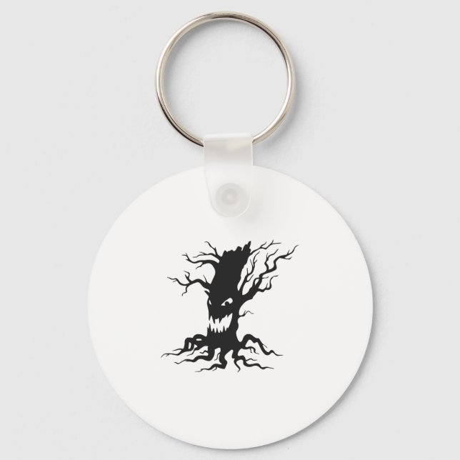 Vintage Haunted tree Halloween Key Ring (Front)