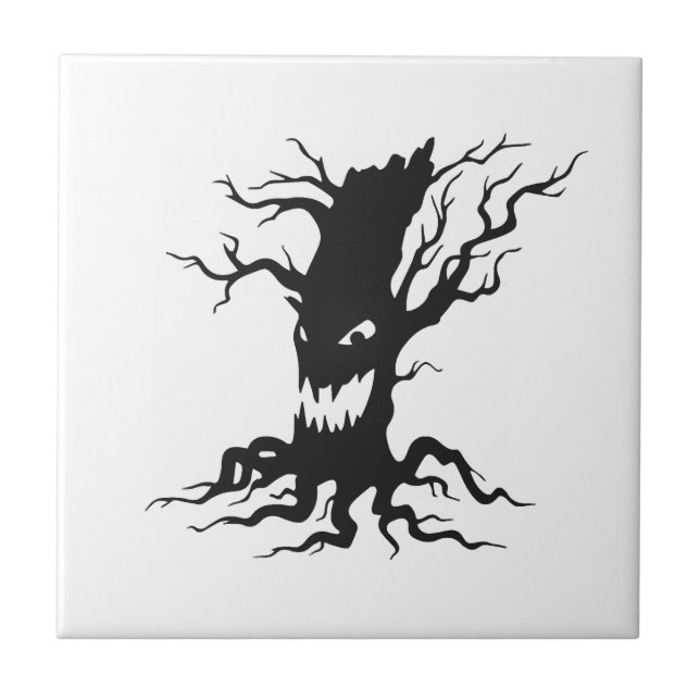 Vintage Haunted tree Halloween Tile (Front)