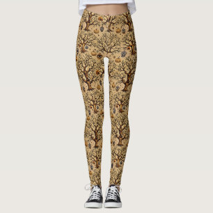 Vintage Haunted Trees & Pumpkin Lanterns Pattern Leggings