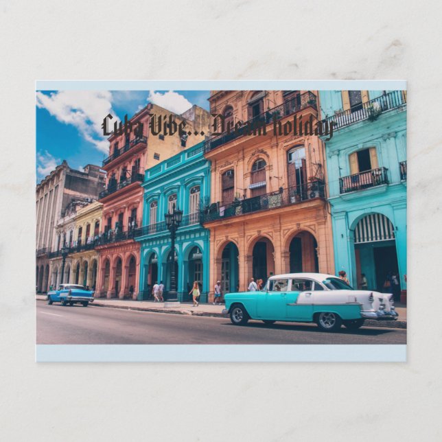 Vintage Havana Cuba Colourful  'Cuba vibe' Postcard (Front)