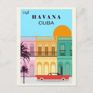 Vintage Havana Cuba Colourful Travel Postcard