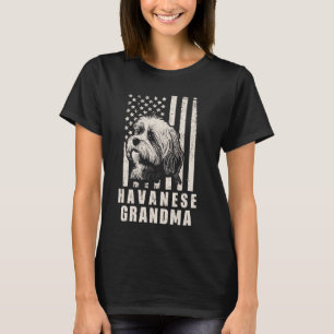 Vintage Havanese Dog Grandma American Flag Gifts f T-Shirt