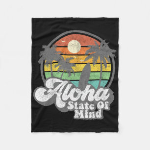 Vintage Hawaii Aloha State Hawaiian Beach Surfing Fleece Blanket