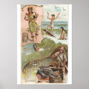 Vintage "Hawaii" Arbuckle Bros coffee Poster