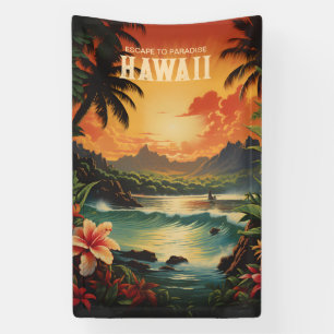 Vintage Hawaii Beach Travel Art Banner