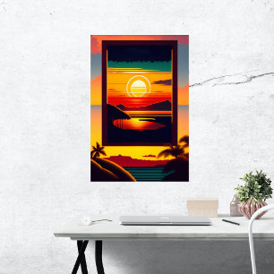 Vintage Hawaii Colourful Travel Artwork Poster