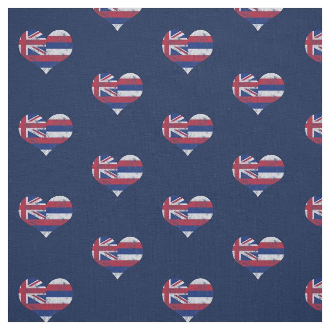 Vintage Hawaii Flag Hearts Fabric (Swatch)