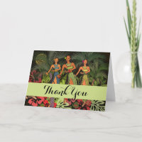 Vintage Hawaii Hula Dancers Retro Tiki Palm Tree