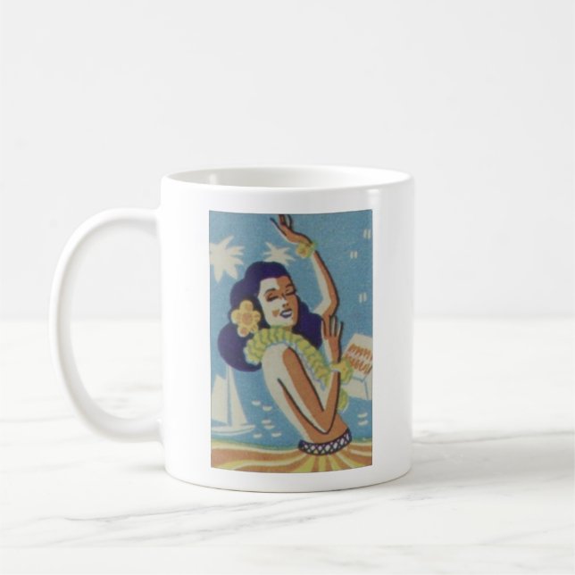 Vintage Hawaii Hula Girl Coffee Mug (Left)