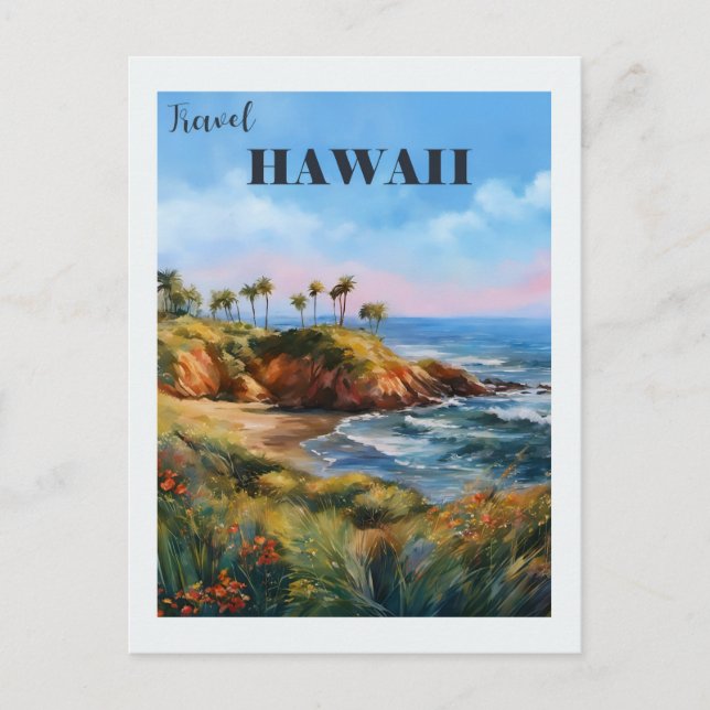 Vintage Hawaii Island Retro Travel Postcard (Front)