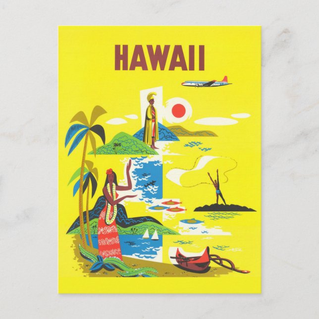 Vintage Hawaii Island Retro Travel Postcard (Front)