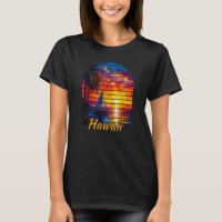 Vintage Hawaii Palm Tree Sailing  Hawaiian Sunset 