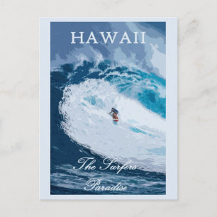 Vintage Hawaii Surfing Surfer Travel Postcard