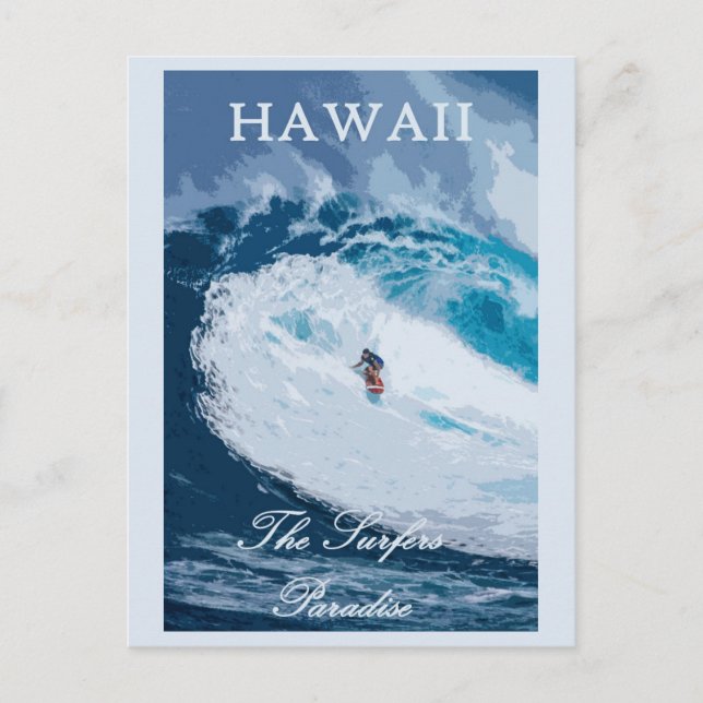 Vintage Hawaii Surfing Surfer Travel Postcard (Front)