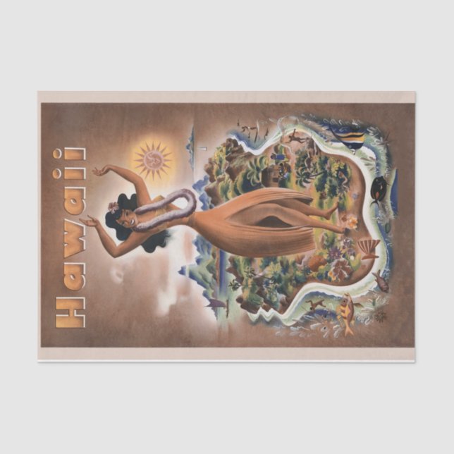 Vintage Hawaii Travel Aloha!  Tissue Paper (Front)