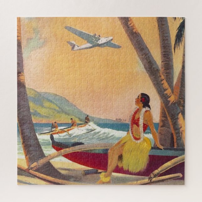 Vintage Hawaii Travel Art Ilustration Jigsaw Puzzle (Vertical)