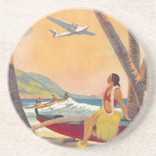 Vintage Hawaii Travel Coaster