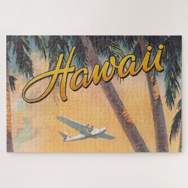 Vintage Hawaii Travel Illustration Art Jigsaw Puzzle (Horizontal)