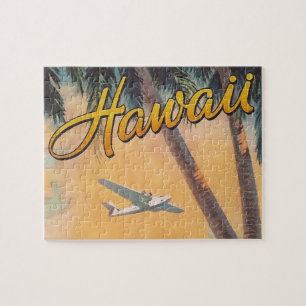 Vintage Hawaii Travel Illustration Art Jigsaw Puzzle