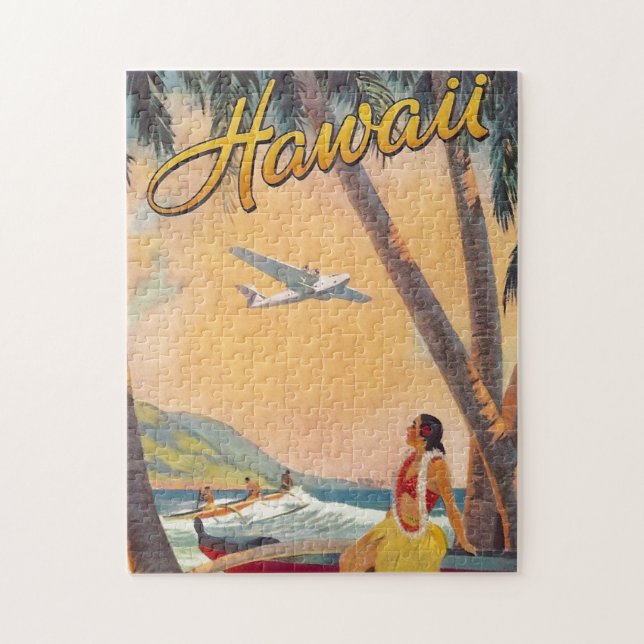 Vintage Hawaii Travel Jigsaw Puzzle (Vertical)