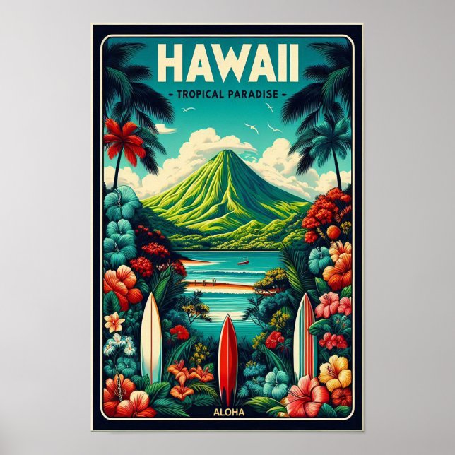 Vintage Hawaii Travel Poster (Front)