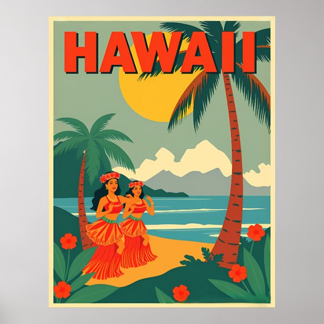 Vintage Hawaii Travel Poster (Front)